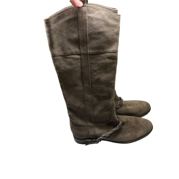 Belle by Sigerson Morrison Gray Brown Taupe Pull On Calf High Boots Size 10 - Picture 6 of 8